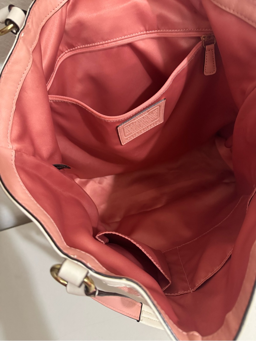 Coach RARE Y2K Audrey Motif Canvas Seashell Medium Cinched Tote - Picture 8 of 16